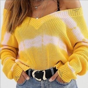 Skylar Rose tie dye knitted sweater with the distressed details